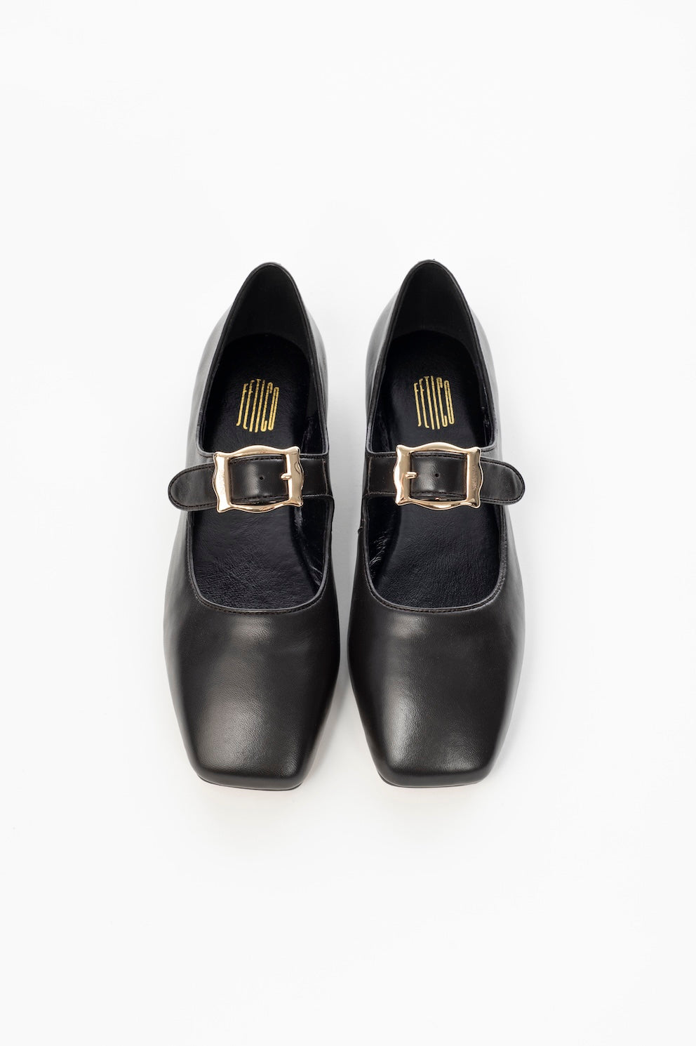 FRAMED BUCKLE LEATHER FLATS - FETICO