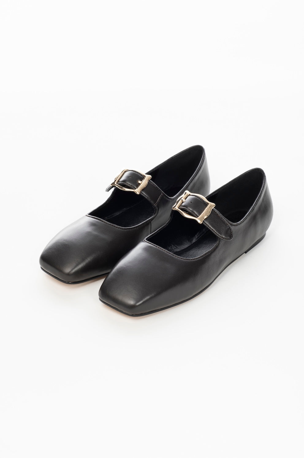 FRAMED BUCKLE LEATHER FLATS - FETICO