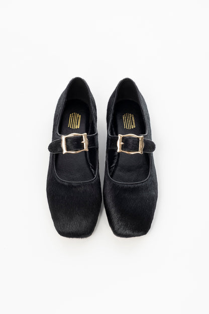 FRAMED BUCKLE HORSEHAIR FLATS - FETICO