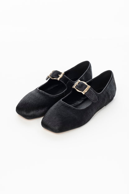 FRAMED BUCKLE HORSEHAIR FLATS - FETICO