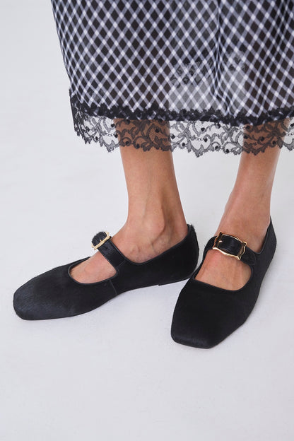 FRAMED BUCKLE HORSEHAIR FLATS - FETICO