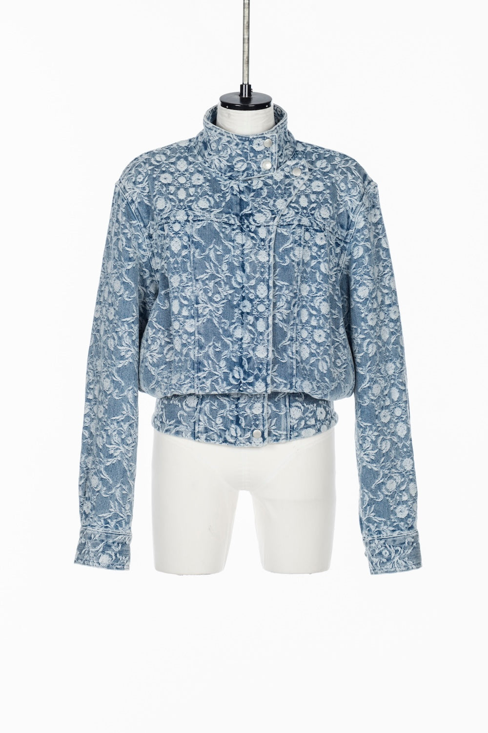 ARABESQUE JACQUARD DENIM FUNNEL NECK JACKET - FETICO