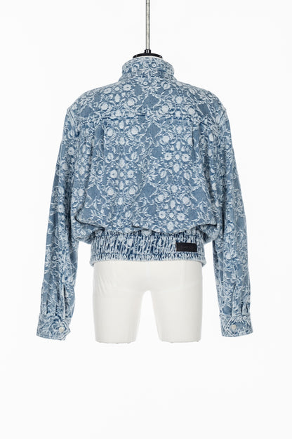 ARABESQUE JACQUARD DENIM FUNNEL NECK JACKET - FETICO