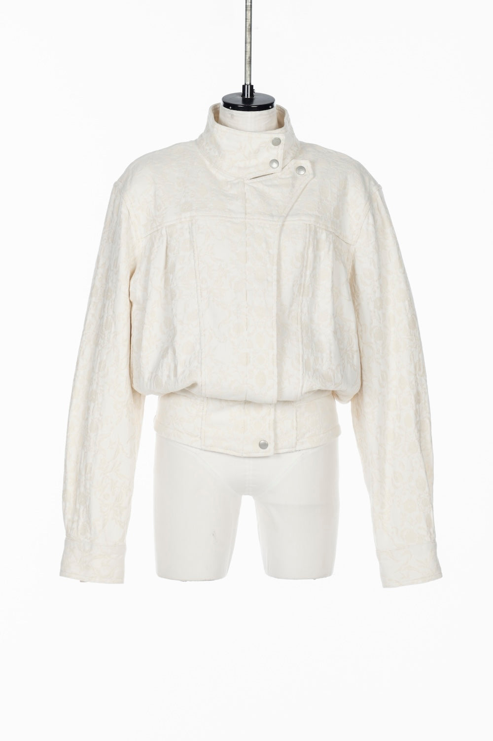ARABESQUE JACQUARD DENIM FUNNEL NECK JACKET - FETICO