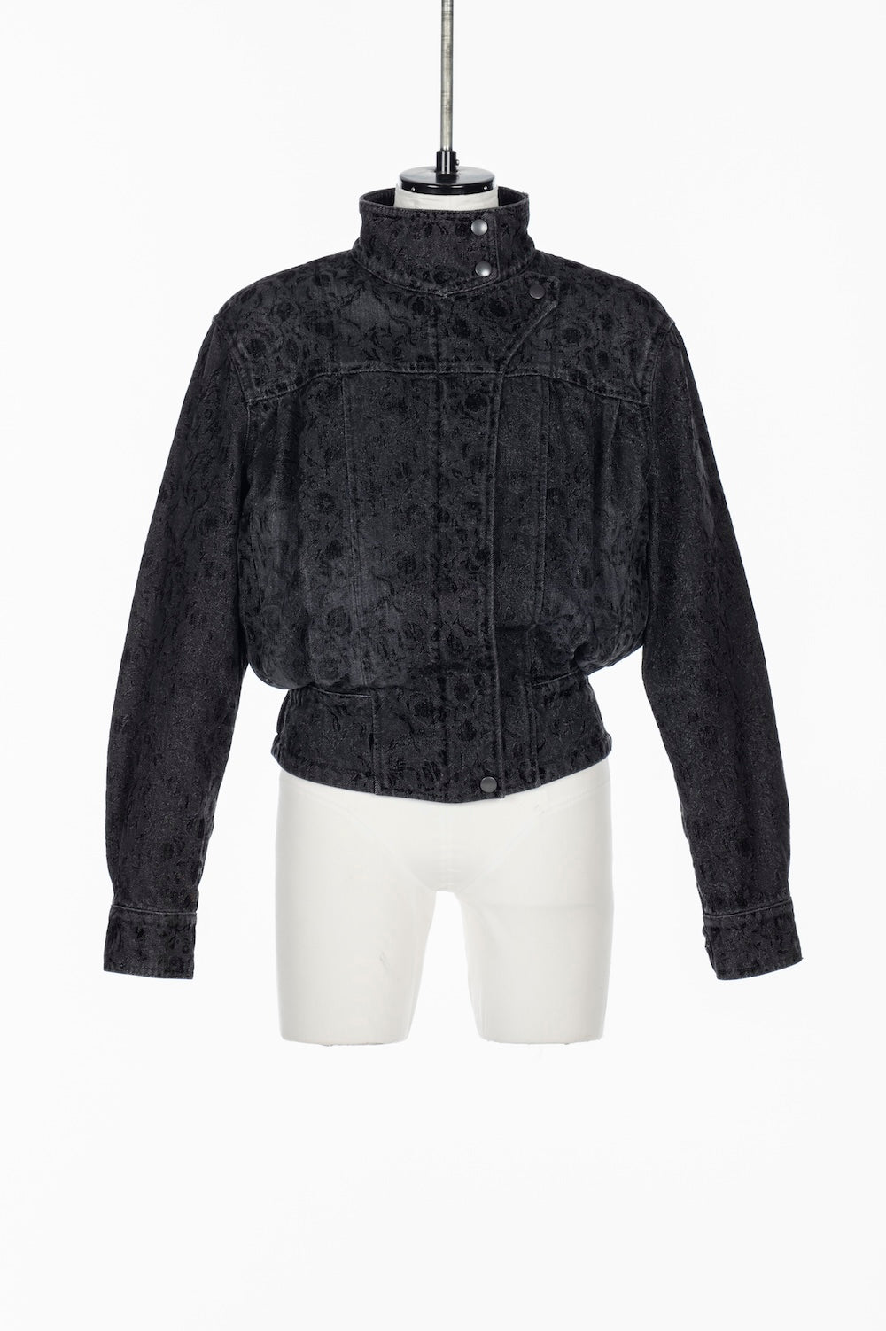 ARABESQUE FLOCKED DENIM FUNNEL NECK JACKET - FETICO
