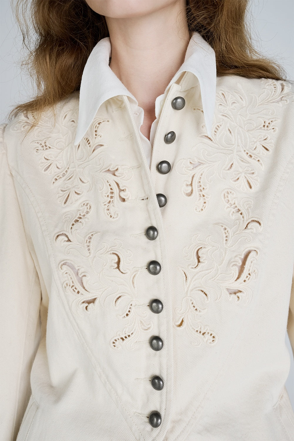 ARABESQUE EMBROIDERED DENIM JACKET - FETICO