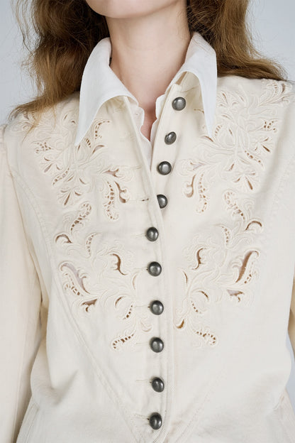ARABESQUE EMBROIDERED DENIM JACKET - FETICO