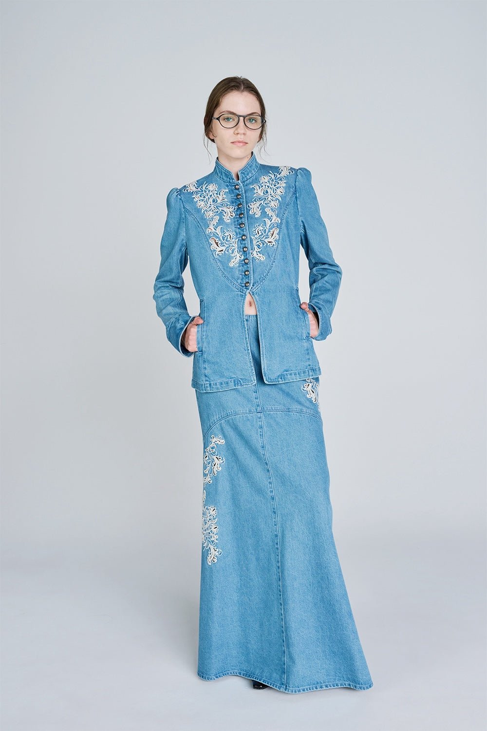 ARABESQUE EMBROIDERED DENIM JACKET - FETICO