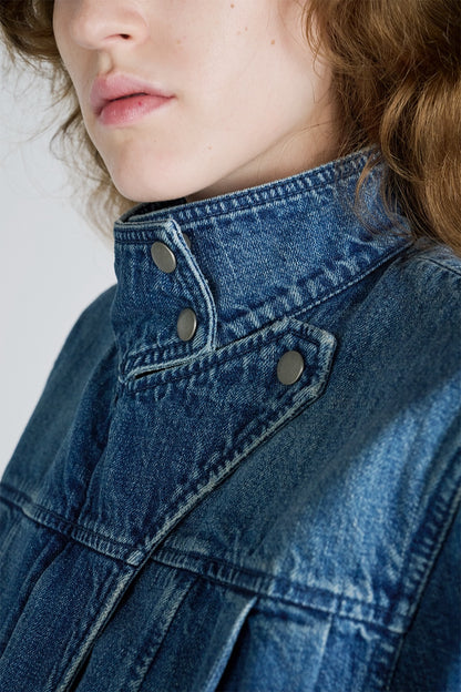 ORGANIC DENIM FUNNEL NECK JACKET - FETICO