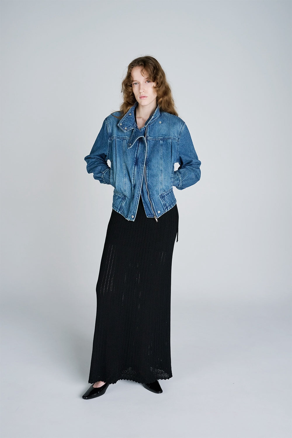 ORGANIC DENIM FUNNEL NECK JACKET - FETICO