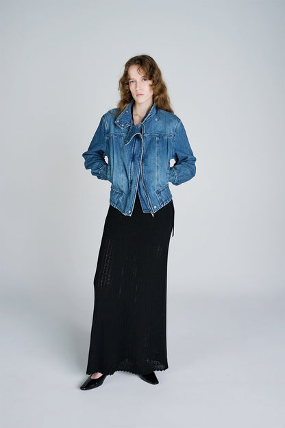 ORGANIC DENIM FUNNEL NECK JACKET - FETICO