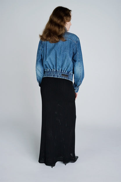 ORGANIC DENIM FUNNEL NECK JACKET - FETICO