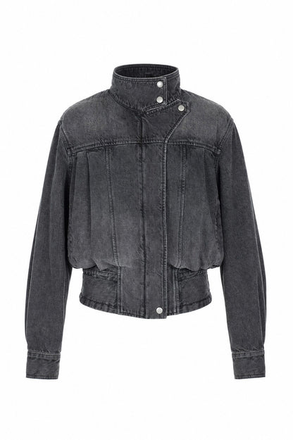 ORGANIC DENIM FUNNEL NECK JACKET - FETICO