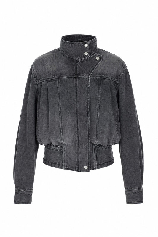ORGANIC DENIM FUNNEL NECK JACKET - FETICO