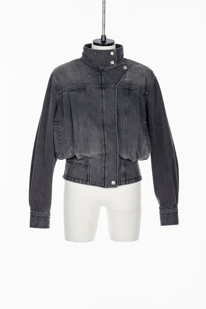 ORGANIC DENIM FUNNEL NECK JACKET - FETICO