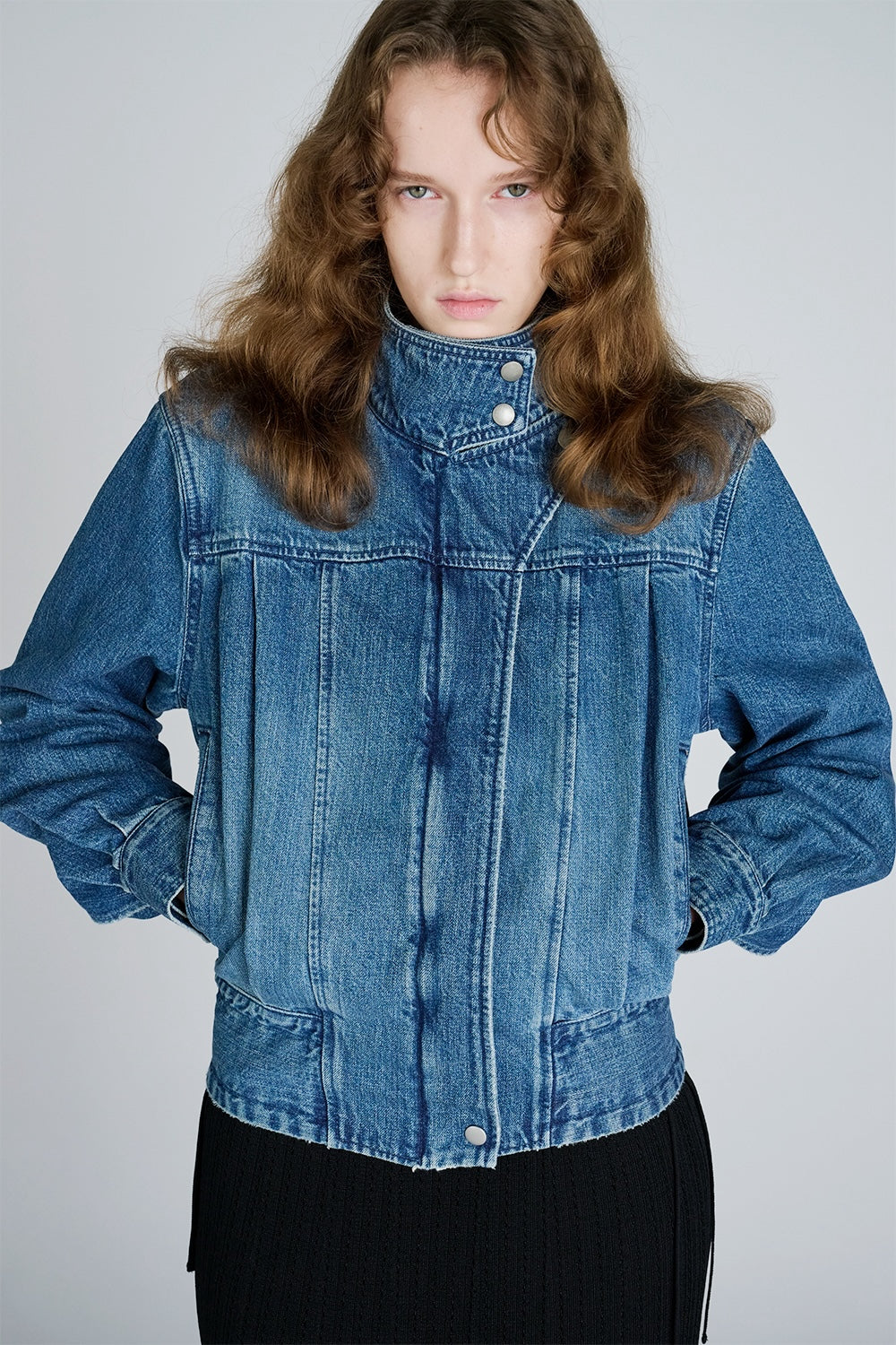 ORGANIC DENIM FUNNEL NECK JACKET - FETICO