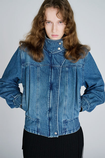 ORGANIC DENIM FUNNEL NECK JACKET - FETICO