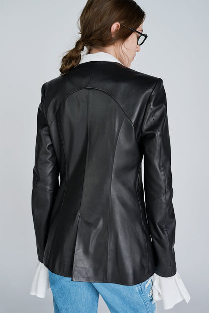 FINE WOOL COLLARLESS JACKET - FETICO