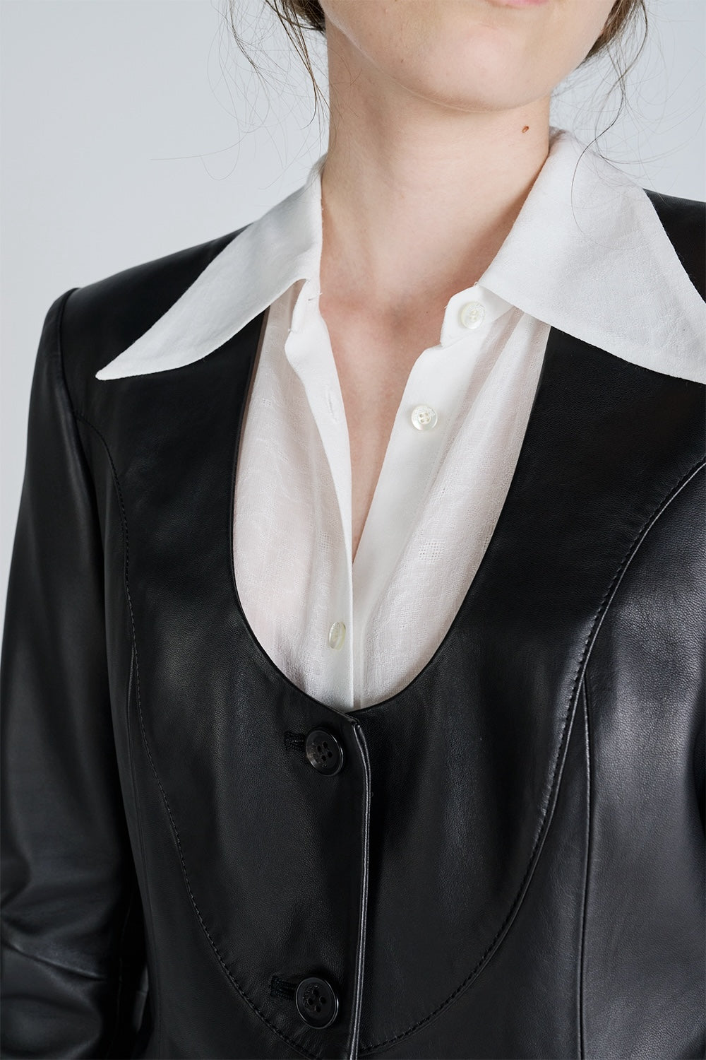 FINE WOOL COLLARLESS JACKET - FETICO