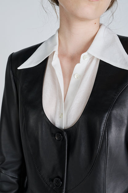 FINE WOOL COLLARLESS JACKET - FETICO