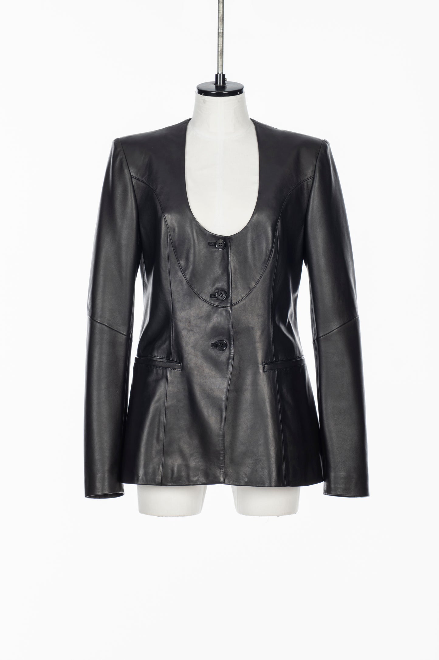 COLLARLESS LEATHER JACKET - FETICO