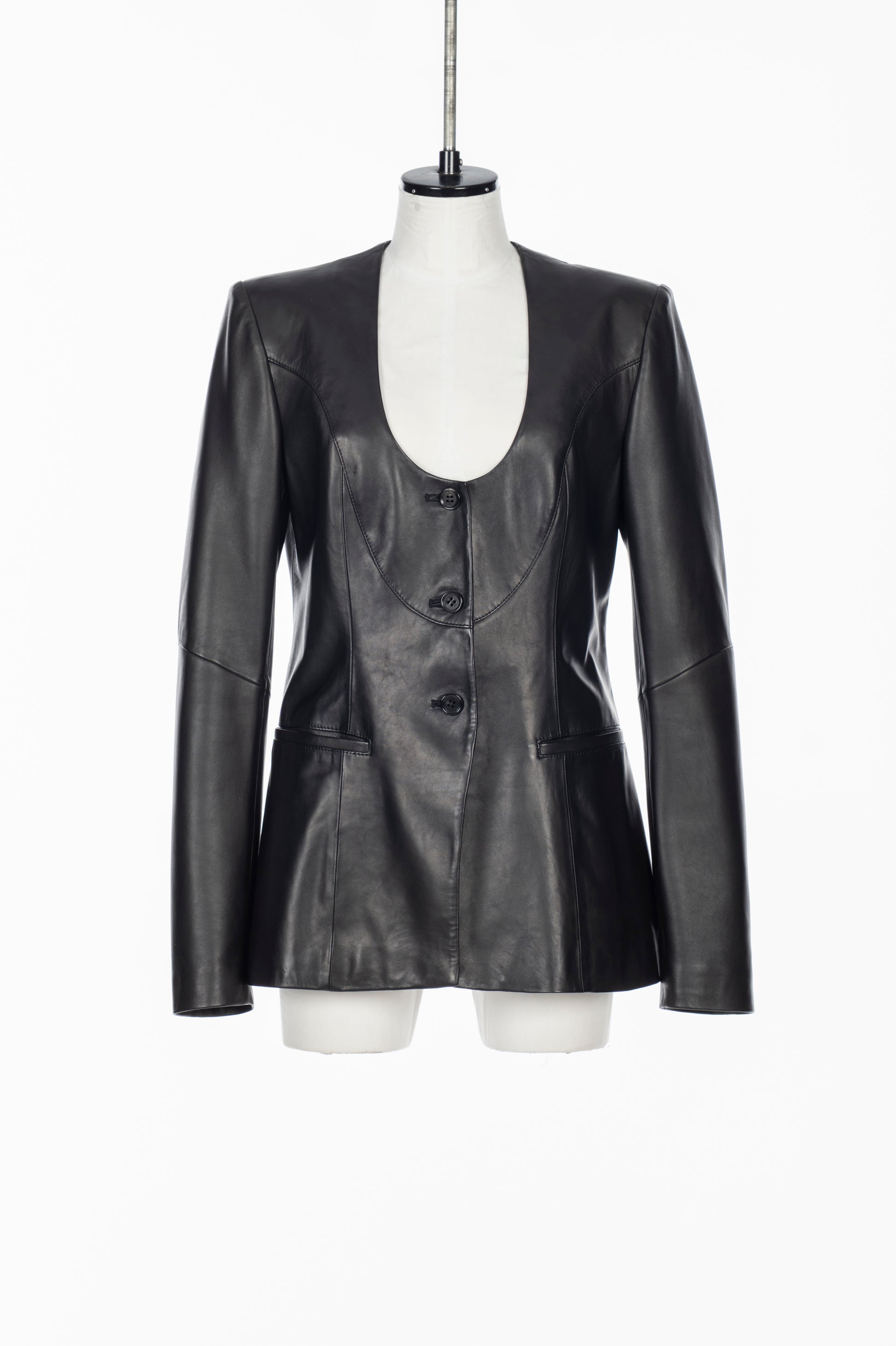 COLLARLESS LEATHER JACKET - FETICO