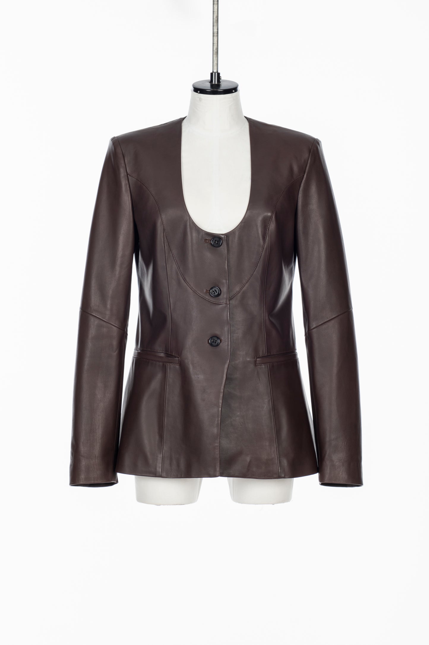 COLLARLESS LEATHER JACKET - FETICO