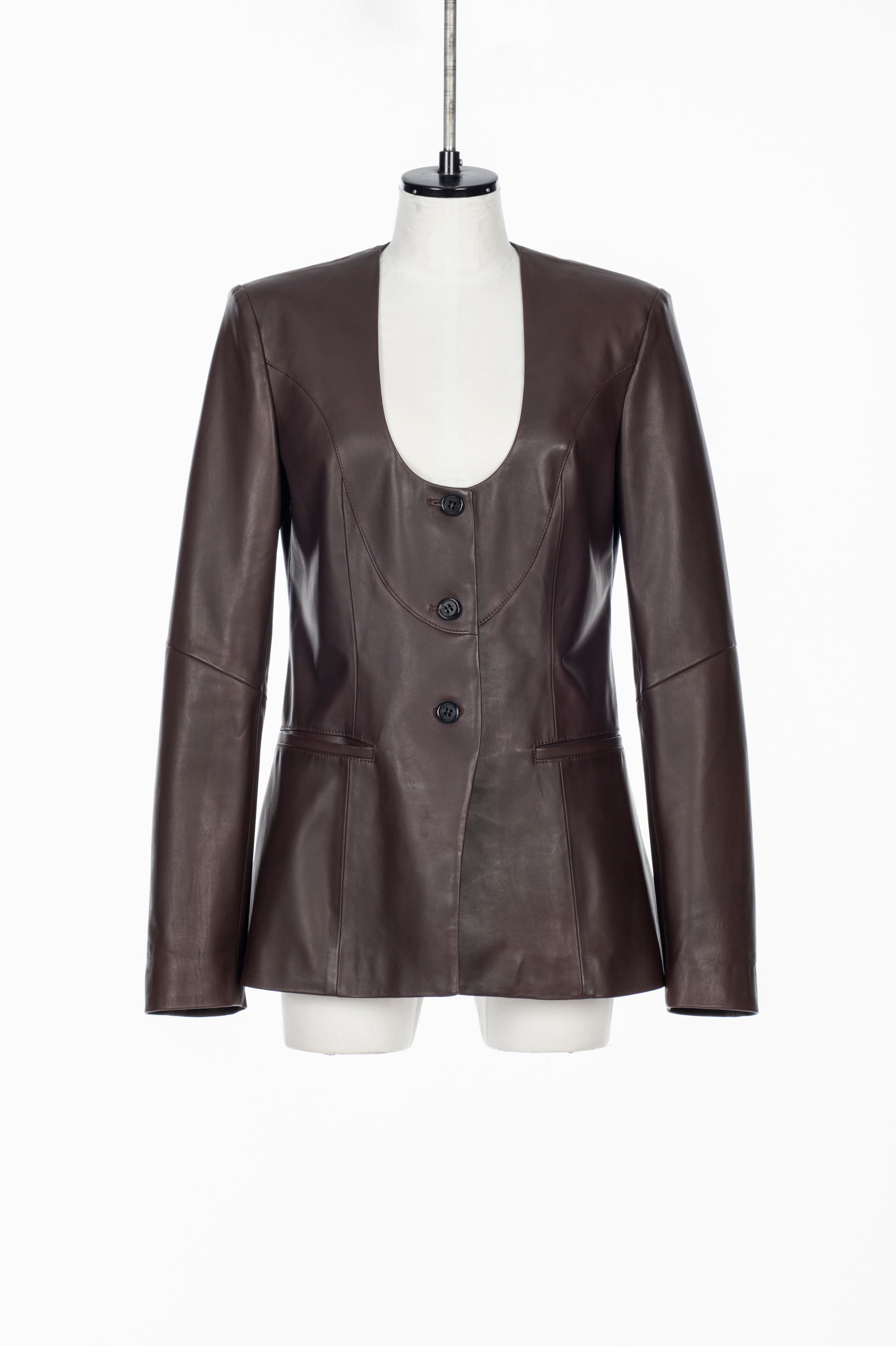 COLLARLESS LEATHER JACKET - FETICO