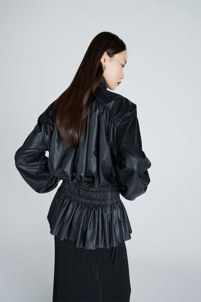 NYLON TAFFETA GATHERED BLOUSON - FETICO