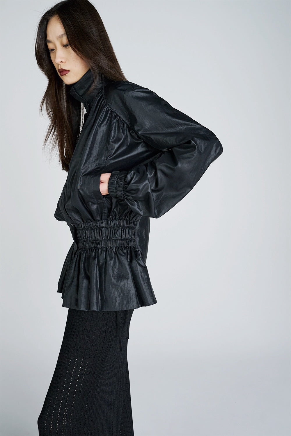 NYLON TAFFETA GATHERED BLOUSON - FETICO