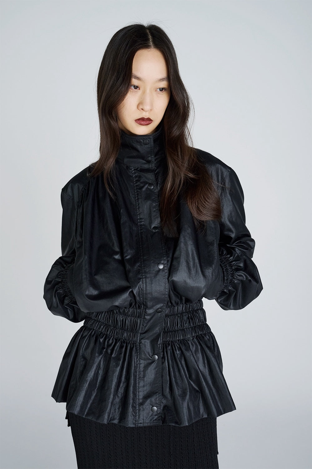 NYLON TAFFETA GATHERED BLOUSON - FETICO