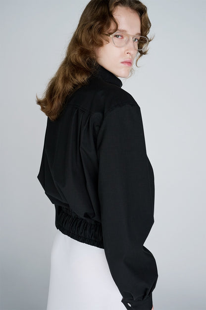 COATED BLEND WOOL FUNNEL NECK JACKET - FETICO