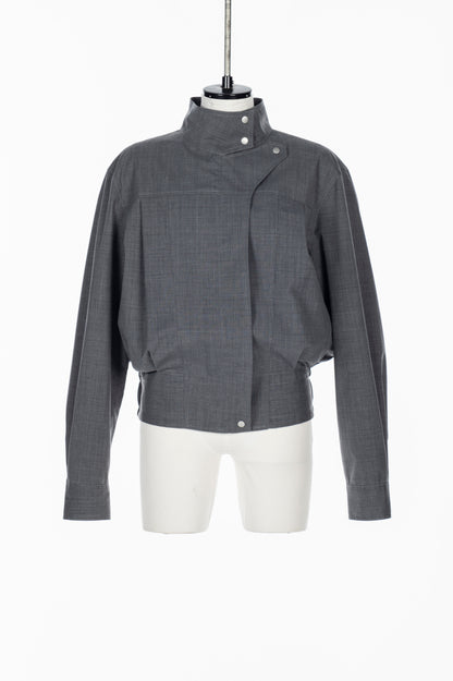 COATED BLEND WOOL FUNNEL NECK JACKET - FETICO