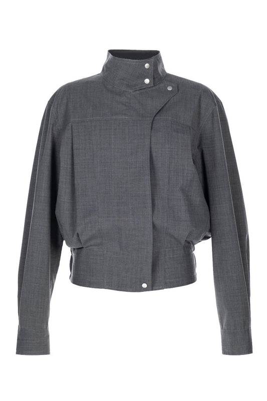 COATED BLEND WOOL FUNNEL NECK JACKET - FETICO