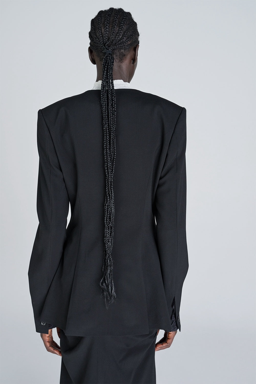 FINE WOOL COLLARLESS JACKET - FETICO