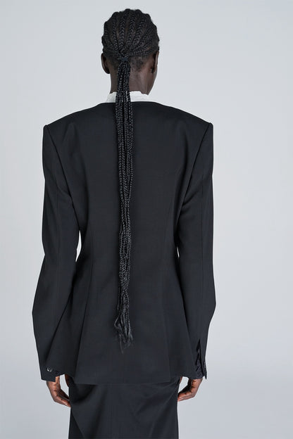 FINE WOOL COLLARLESS JACKET - FETICO