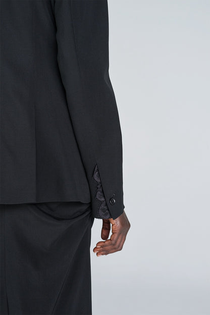 FINE WOOL COLLARLESS JACKET - FETICO