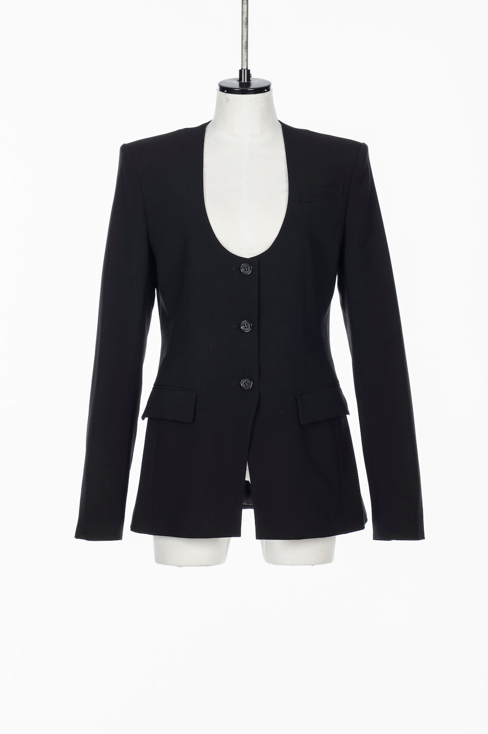 FINE WOOL COLLARLESS JACKET - FETICO