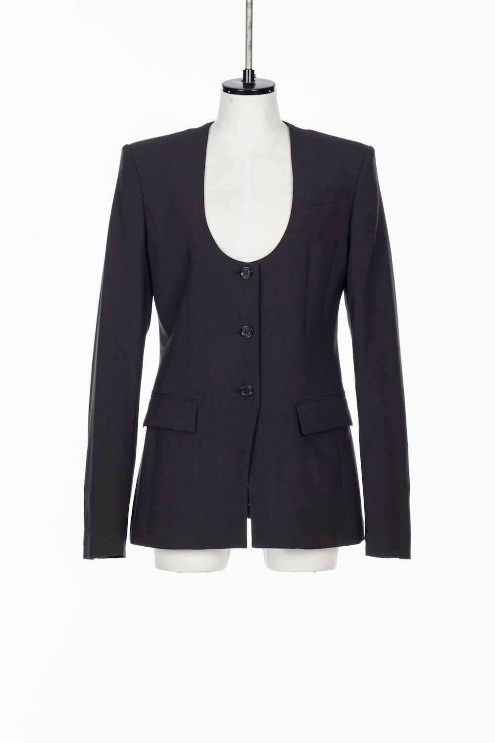 FINE WOOL COLLARLESS JACKET - FETICO