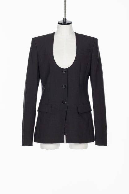 FINE WOOL COLLARLESS JACKET - FETICO