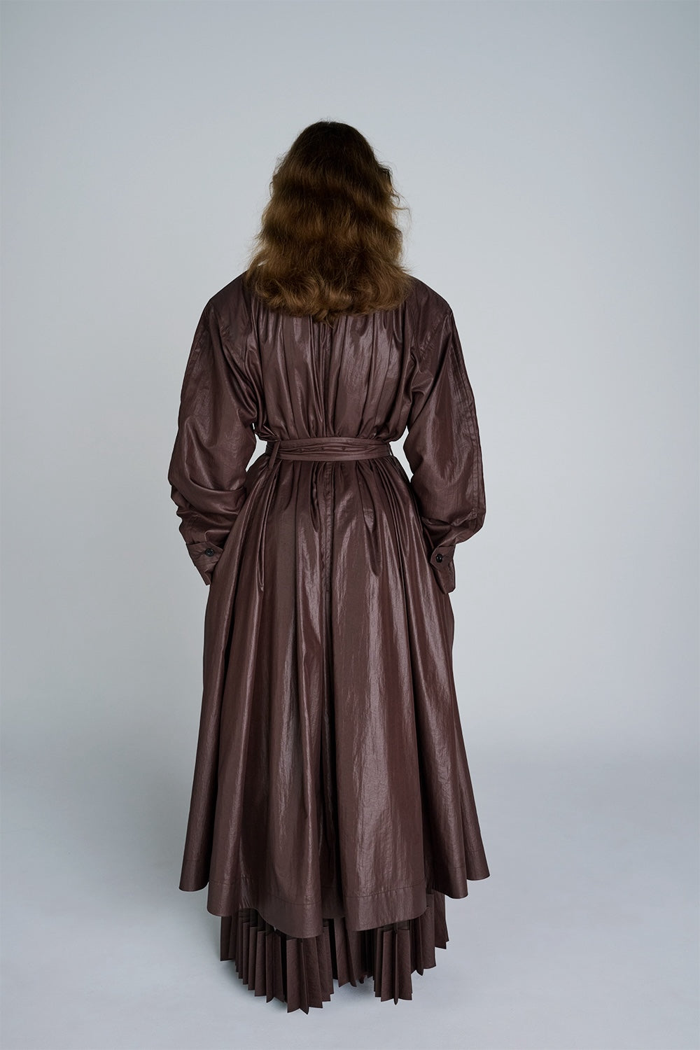 NYLON TAFFETA GATHERED TRENCH COAT - FETICO