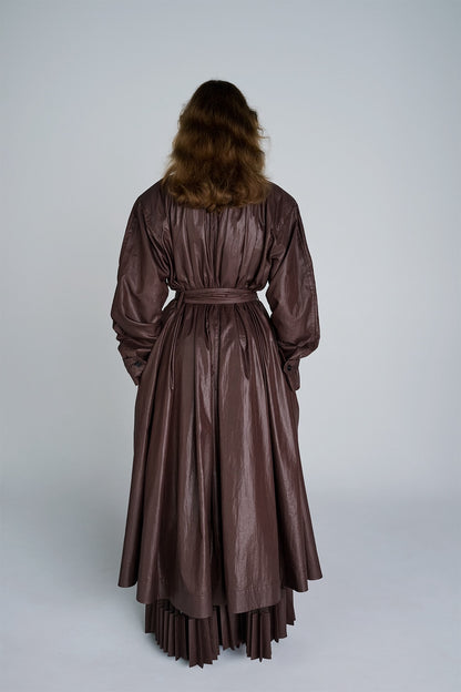 NYLON TAFFETA GATHERED TRENCH COAT - FETICO