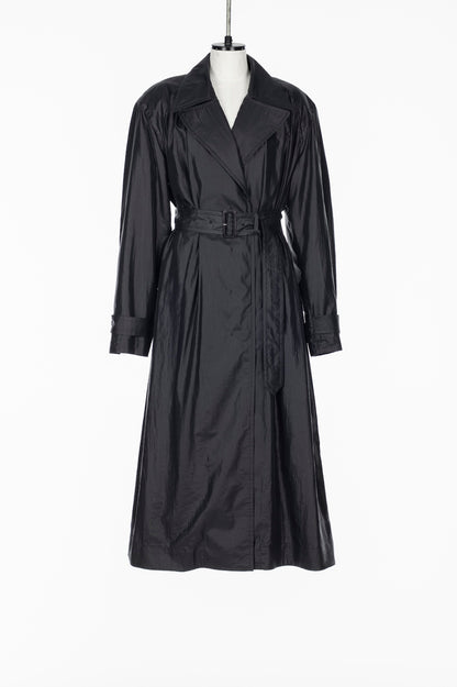 NYLON TAFFETA GATHERED TRENCH COAT - FETICO