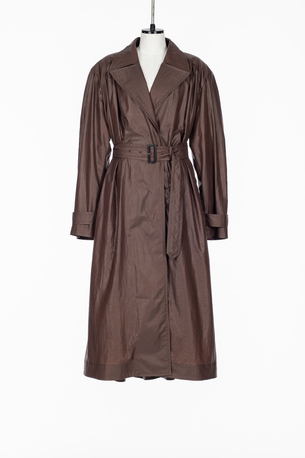 NYLON TAFFETA GATHERED TRENCH COAT - FETICO