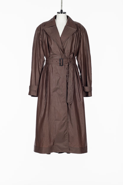 NYLON TAFFETA GATHERED TRENCH COAT - FETICO