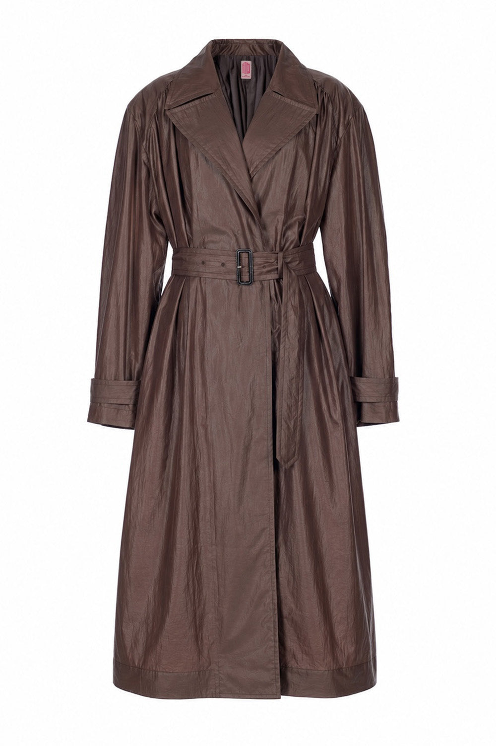 NYLON TAFFETA GATHERED TRENCH COAT - FETICO