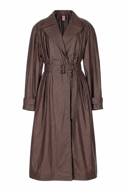 NYLON TAFFETA GATHERED TRENCH COAT - FETICO