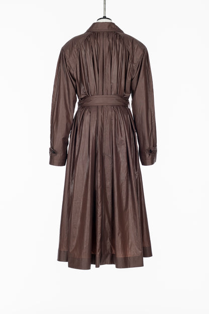 NYLON TAFFETA GATHERED TRENCH COAT - FETICO