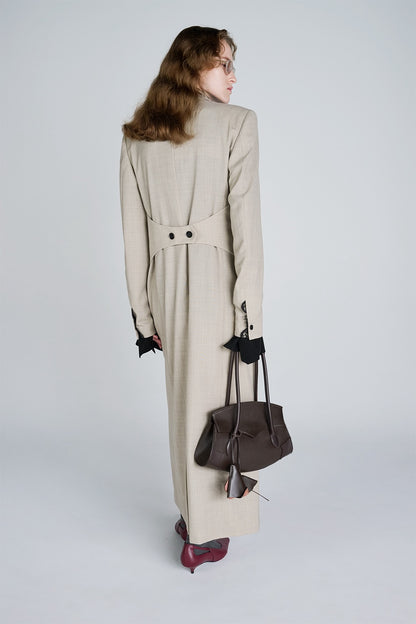 CUT OUT PEAK LAPEL WOOL COAT - FETICO