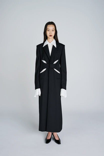 CUT OUT PEAK LAPEL WOOL COAT - FETICO